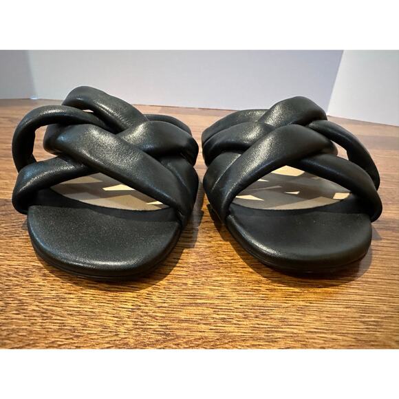 Stuart Weitzman Women's Crossover Leather Slide Black Size 7 NWOB Lux Footwear - Picture 4 of 10